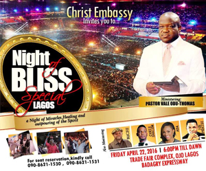 Lagos agog as Night of Bliss Special holds this Friday