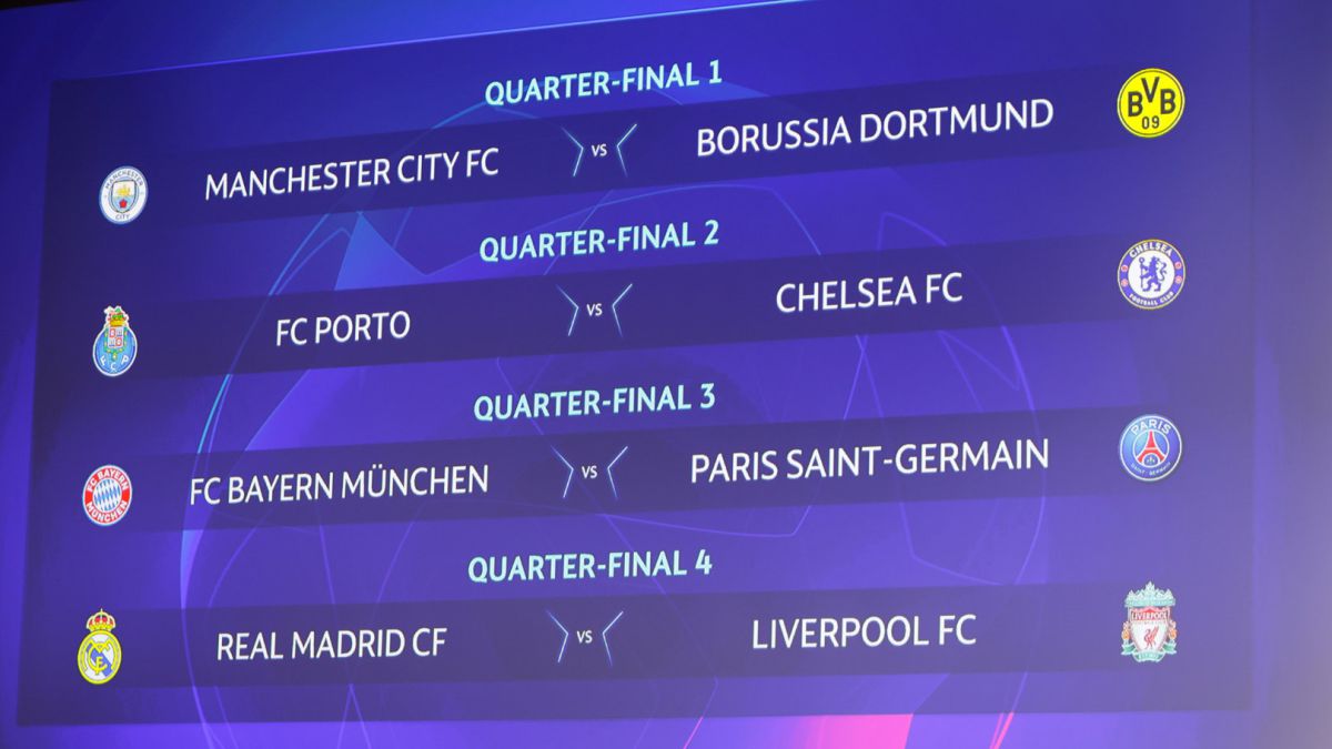 Chelsea face FC Porto as Man City pair Borussia Dortmund in UEFA Champions league quarter-final
