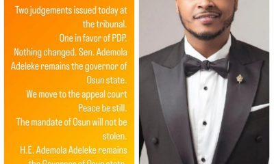 Adeleke’s son, Sina Rambo reacts to Osun election tribunal verdict