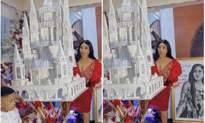 Actress, Nkechi Blessing surprised with massive cake at pre-birthday party
