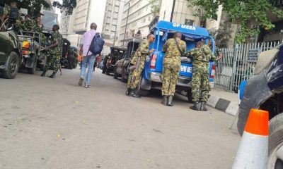Heavy security presence at CBN Lagos office as INEC begins distribution of sensitive materials