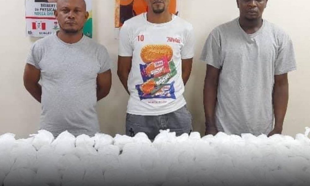 3 arrested after NDLEA’s sniffer dogs uncovered drugs concealed in bunches of fishing threads