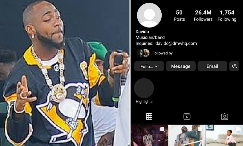 Davido clears Instagram posts, deletes profile picture