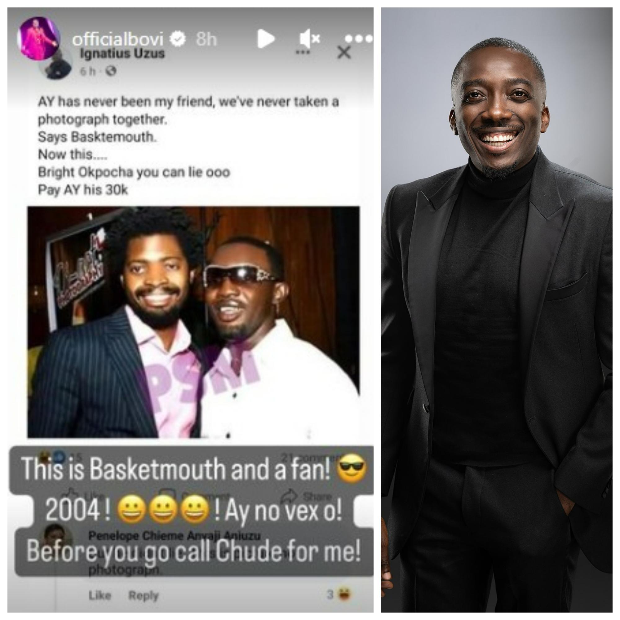 Comedian Bovi confirms old photo of AY, Basketmouth amid feud