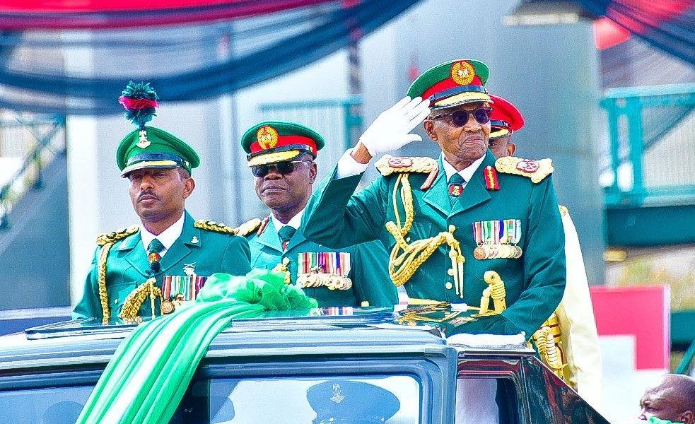 Buhari Arrives Army Parade In Military Uniform