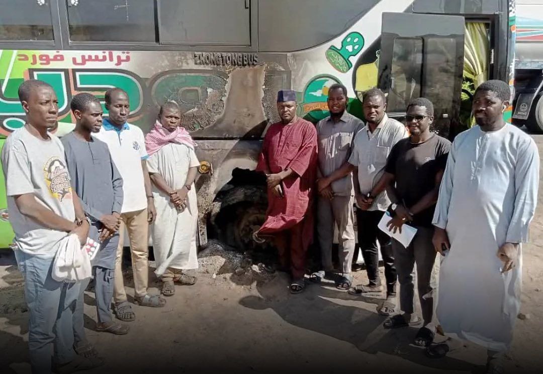 Bus conveying stranded Nigerians from Sudan reportedly catches fire