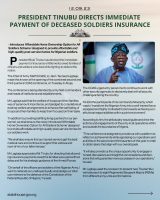 Tinubu orders immediate payment of deceased soldiers insurance