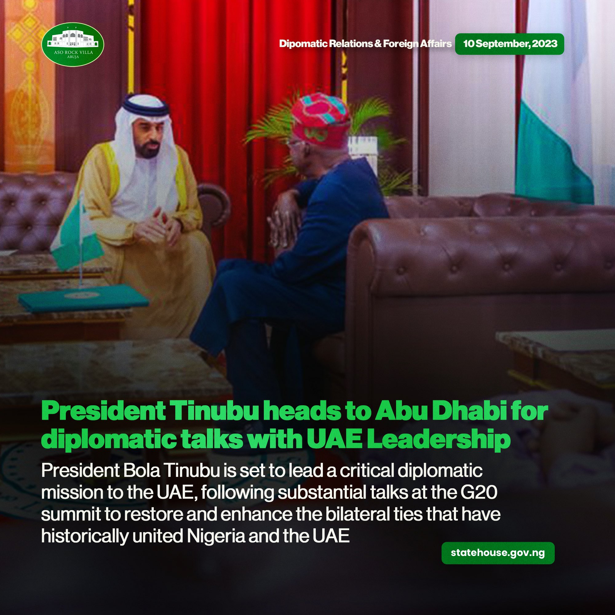 Tinubu meets UAE leader during stopover in Abu Dhabi