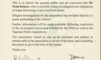 Organ harvesting: suspect not a medical doctor plateau NMA