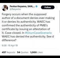 CSU: Throwbacks on Keyamo's views on certificate forgery