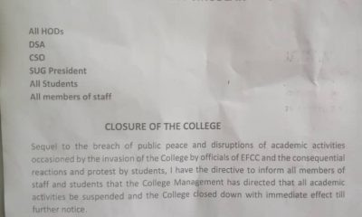College shut down after EFCC operatives clashed with staff, students