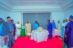 Members of the National Working Commitee of the All Progressives Congress, led by the National Chairman, Abdullahi Ganduje, on Thursday, visited President Bola Tinubu in Lagos.