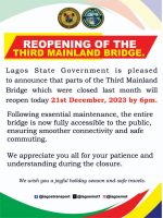 Lagos Govt reopens Third Mainland Bridge