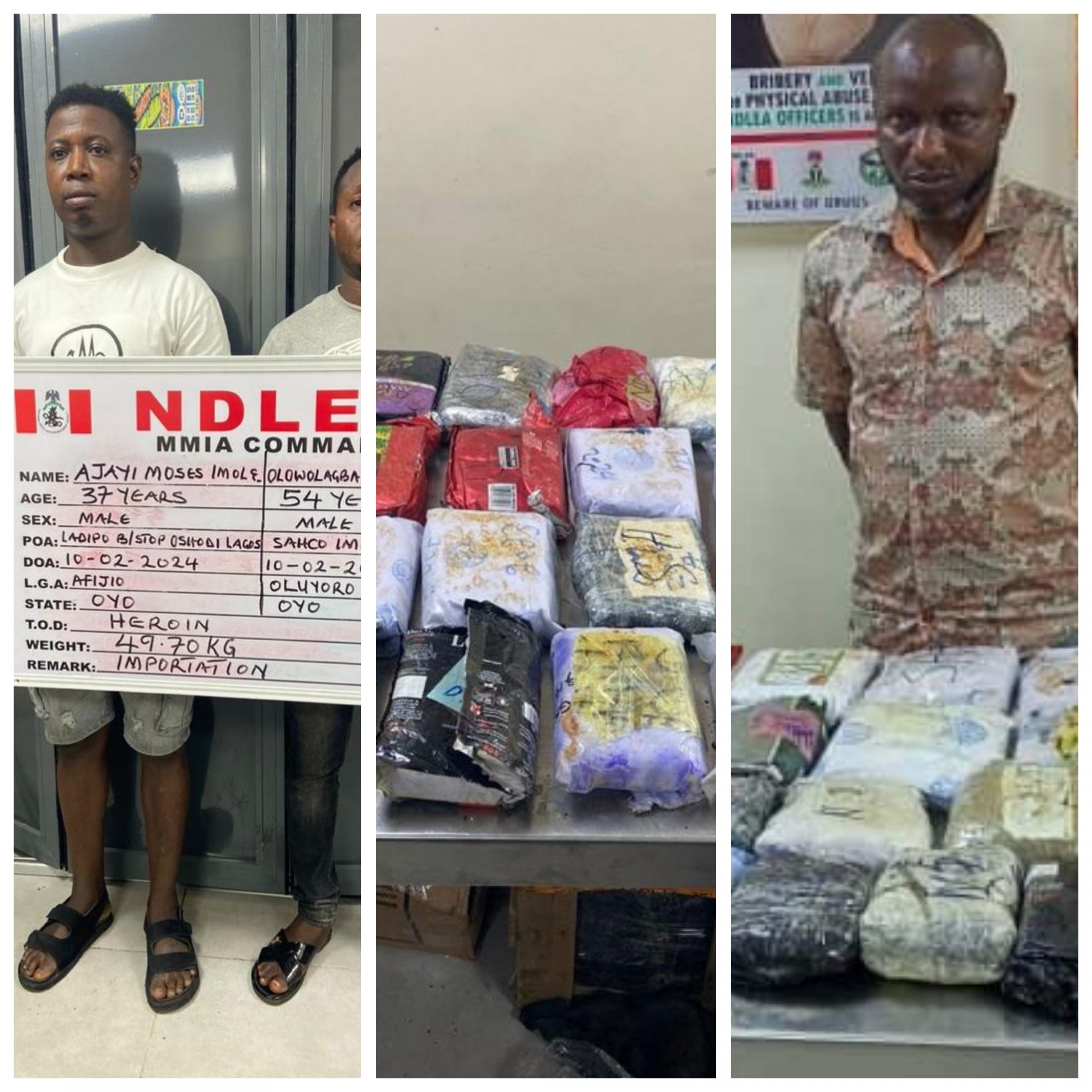 NDLEA intercepts largest consignment of heroin at Lagos airport, arrests 4 cartel members