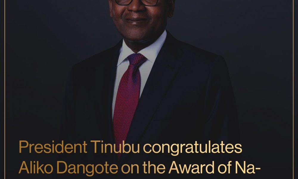 Tinubu congratulates Dangote on Award of National Order of The Lion in Senegal
