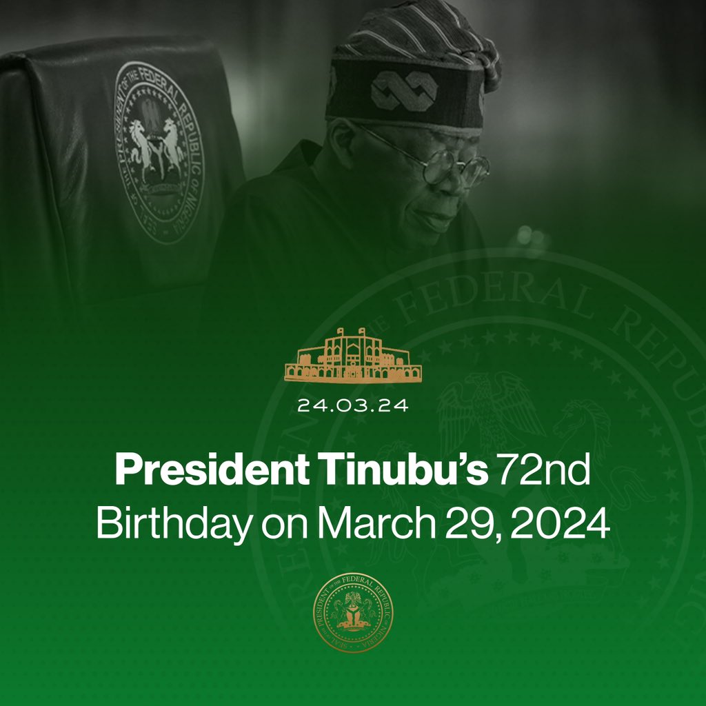 Tinubu cancels public event on 72nd birthday March 29