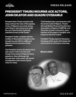 Tinubu mourns ace actors, John Okafor, Quadri Oyebamiji