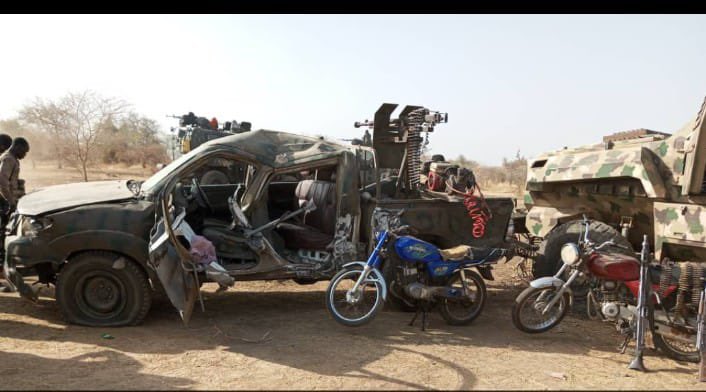 Troops overrun Boko Haram/ ISWAP strognhold in Timbuktu Triangle, recover MRAP, gun truck