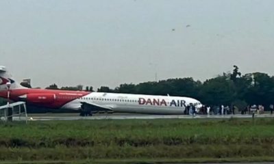 Dana Air plane crash-lands in Lagos