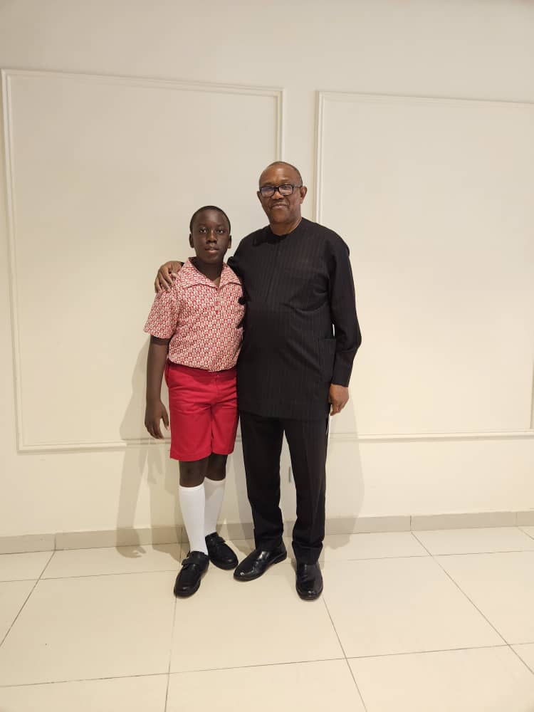 Peter Obi honours graduation invitation of 11-year-old primary school head boy, Tolu