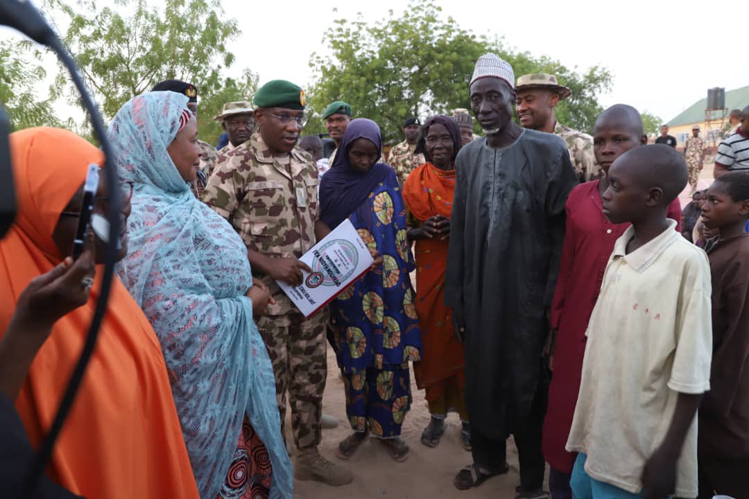 Nigerian Army hands over 350 rescued kidnap victims to Borno govt.