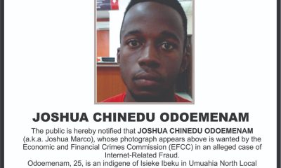 EFCC declares 25-year-old Odoemenam wanted for Internet Fraud