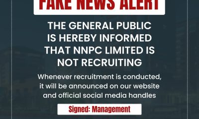 NNPC raises alerts over fake news, says Company not recruiting