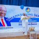 Gov Sheriff Oborevwori speaking at the Thanksgiving Service