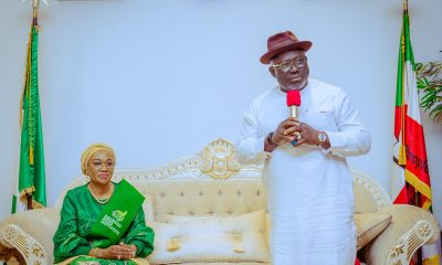 Gov Sheriff Oborevwori receives First Lady Oluremi Tinubu at Govt House, Asaba