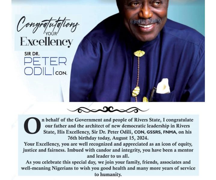 Fubara congratulates Peter Odili on 76th birthday