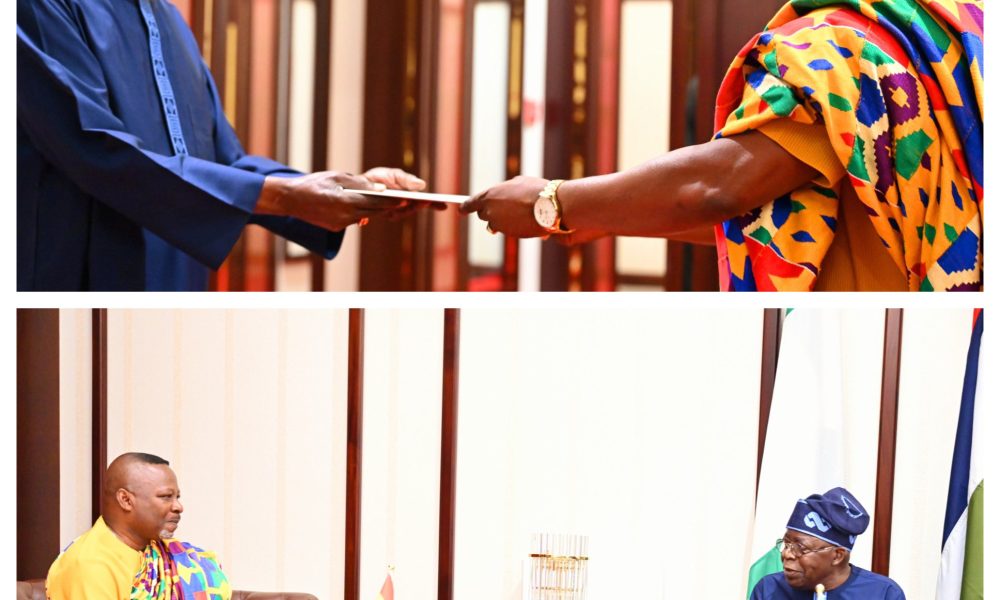 Tinubu receives letter of credence from Ghanaian Envoy