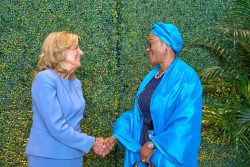 First lady of Nigeria, Oluremi Tinubu with U.S. First Lady, Jill Biden at the end of UNGA in U.S.