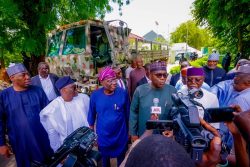 NGF Chairman, Governor Abdulrahman Abdulrazaq, speaks as Governors Forum accesses impact of flooding in Maiduguri 