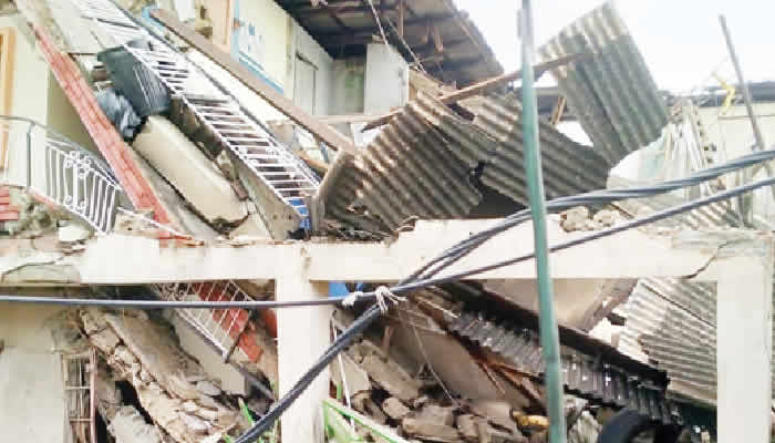 collapsed building