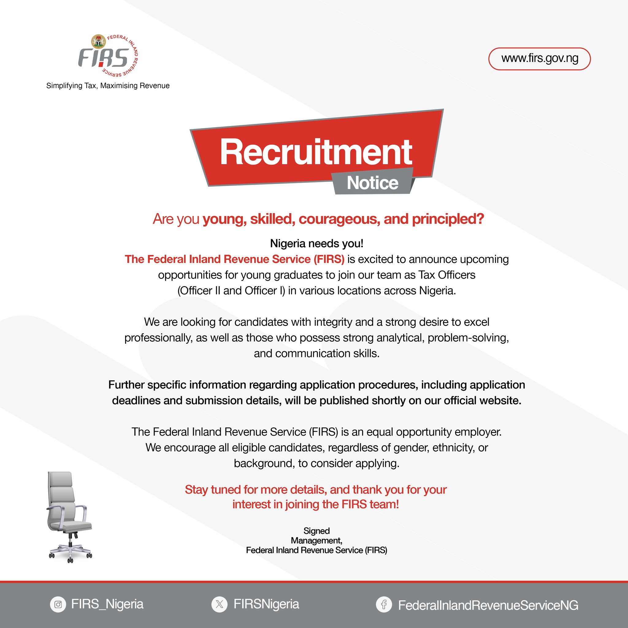 FIRS recruitment notice