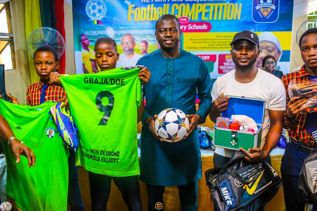 Fatodu tasks state actors on schools sport devt as Desmond unveils Gbajabiamila U-16 football competition for Surulere Secondary Schools teams