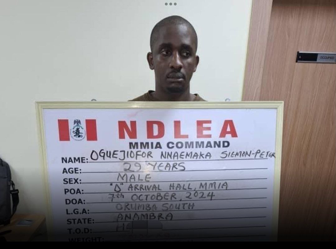 NDLEA nabs Thailand returnee with illicit drugs valued at N3.1b