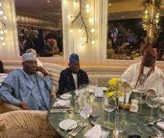 Oni of Ife and others at Obasanjo's 88th birthday dinner