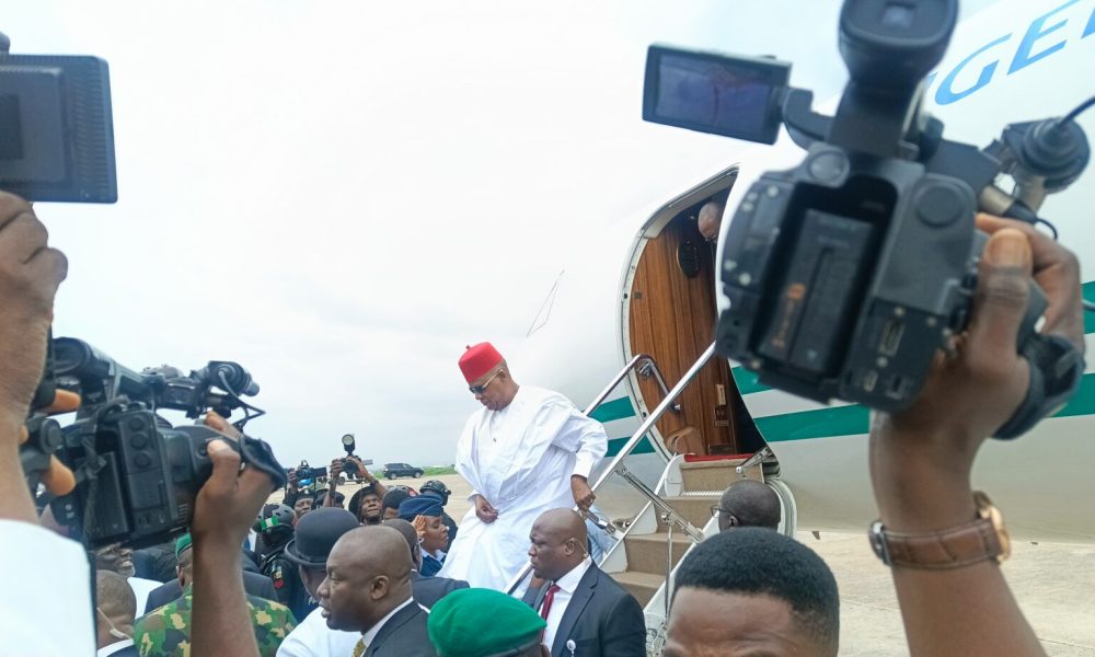 Shettima arriving Asaba