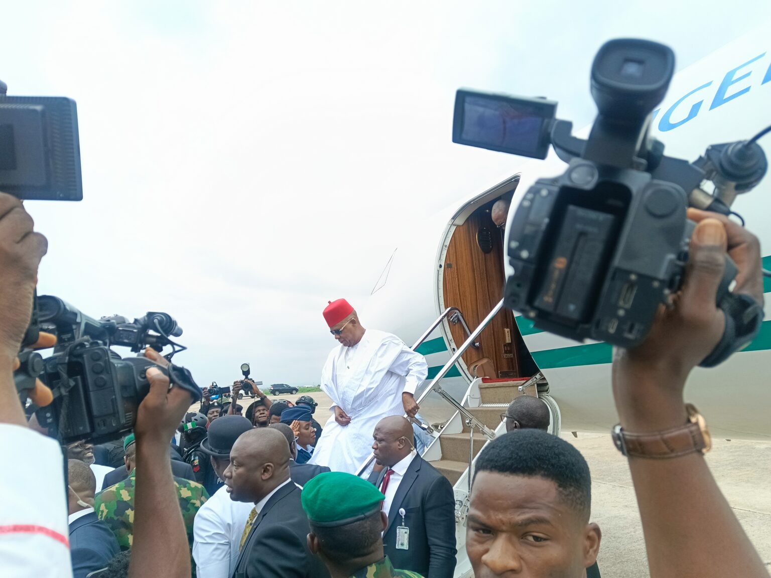 Shettima arriving Asaba
