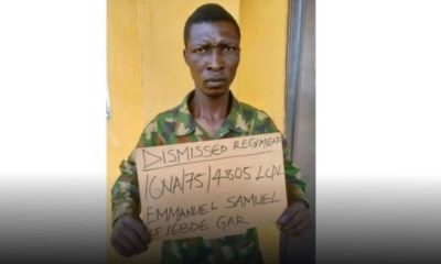 Nigerian Army dismisses soldier for armed robbery, hands him over to police
