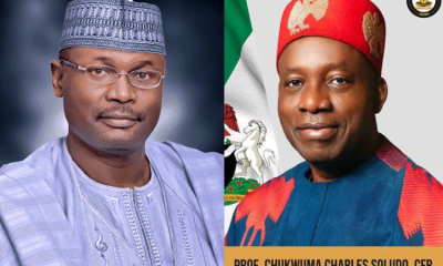 INEC Chairman, Mahmood Yakubu and Governor Soludo Pix