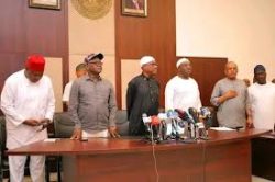 Nyesom Wike convening a meeting of "Concerned PDP" members to counter the resolutions of the party at the NEC meeting in Abuja.