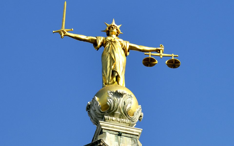 Scales of justice old bailey London UK.