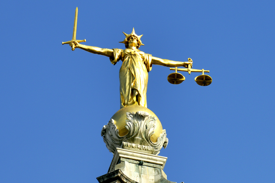 Scales of justice old bailey London UK.
