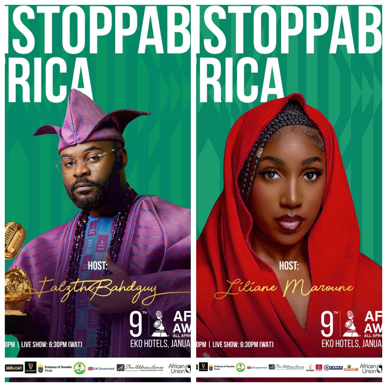 AFRIMA unveils Falz, Liliane Maroune as hosts for 9th edition in Lagos