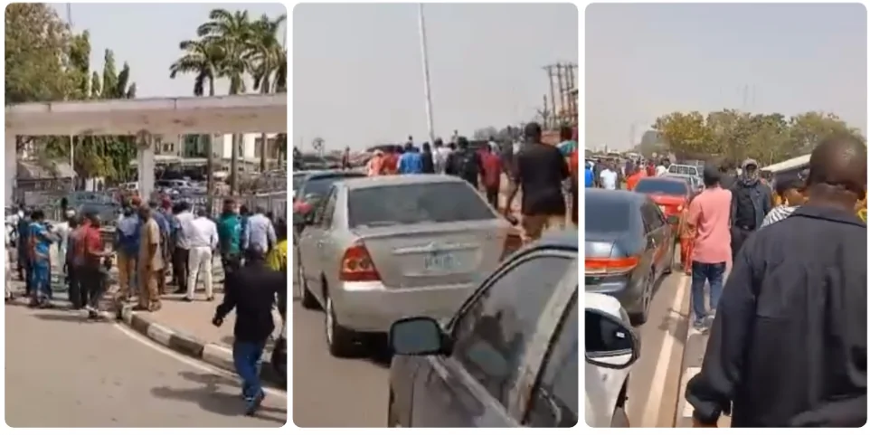 Chaos in Abuja as angry workers chase FCT Minister Wike’s convoy during back-gate exit