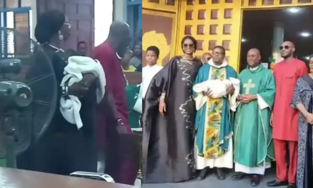 2Baba, wife Natasha Osawaru dedicate newborn son in Joyful Church ceremony
