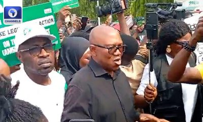 Peter Obi takes center stage in INEC protest as Atiku stays silent