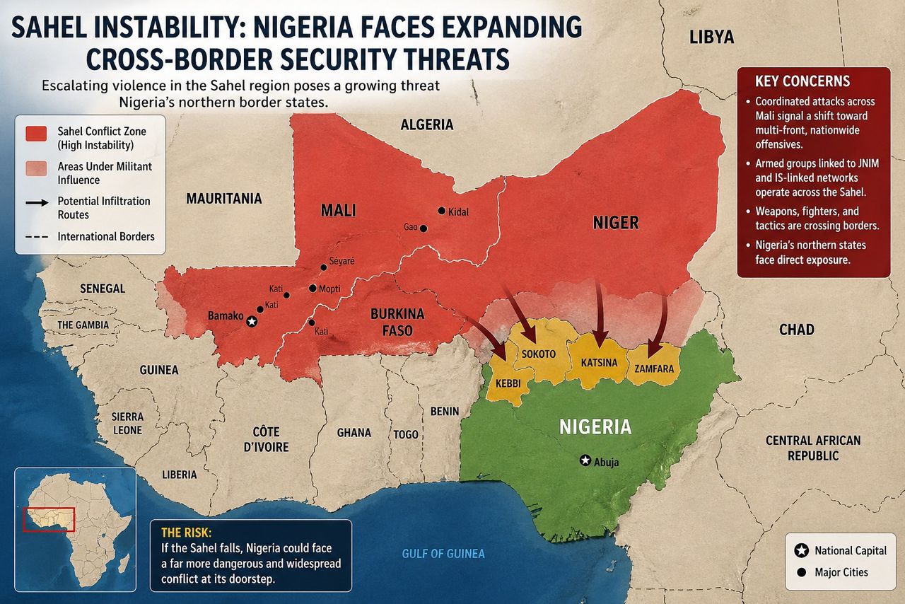 Sahel Under Siege: Coordinated Mali attacks raise alarm across West Africa, stir fears in Nigeria